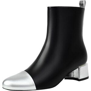 ✨ Mofirdast Ankle Boots Women Black Polyurethane (PU) Low Heels Round Cap Boots